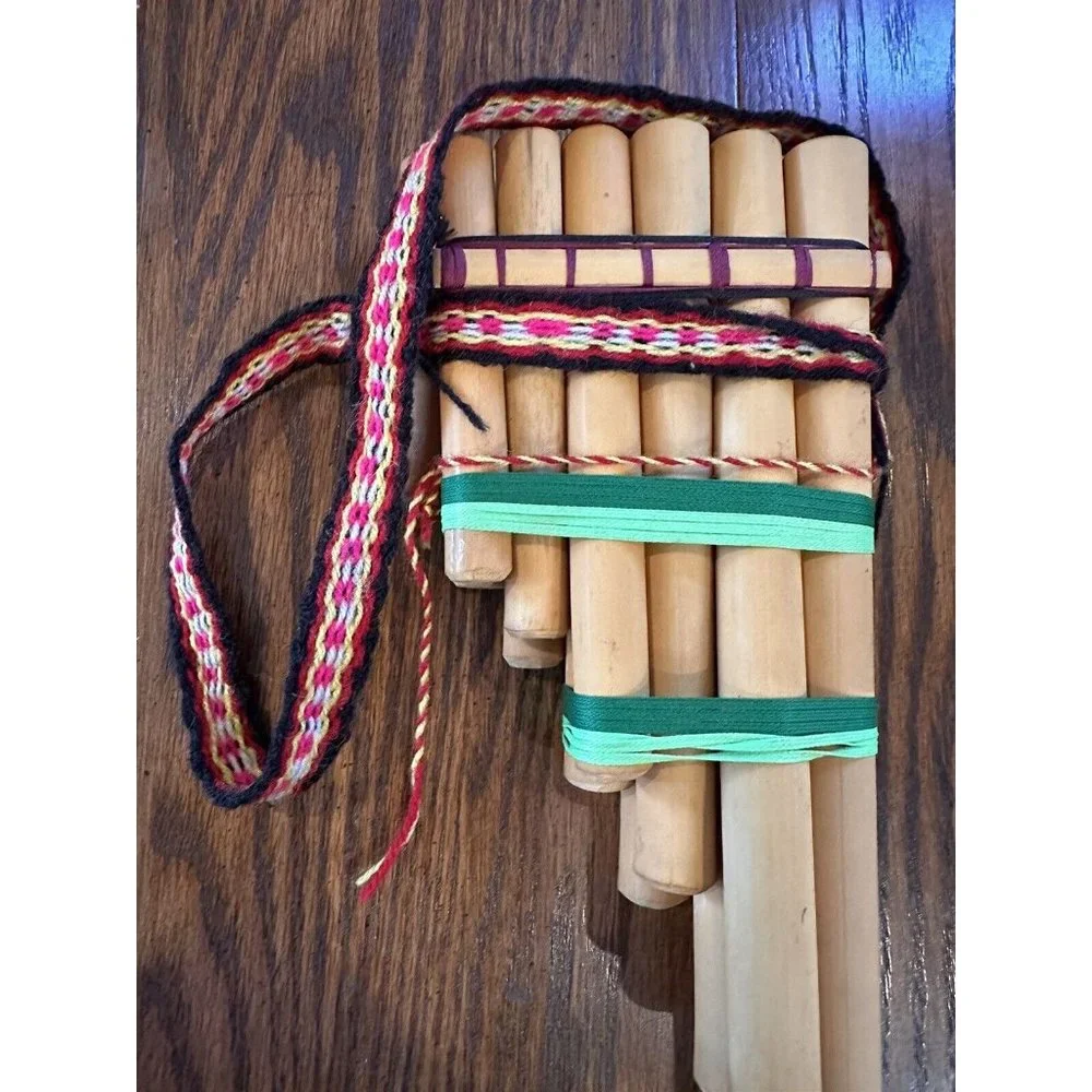 Vintage Kjarkas Bolivian Double Row Bamboo Pan‎ Pipes